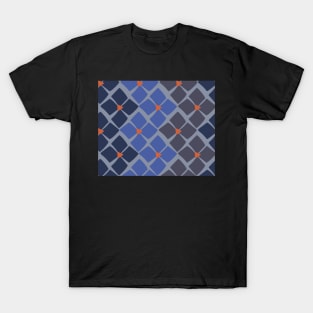 Blue and Orange Floral Zig Zag T-Shirt